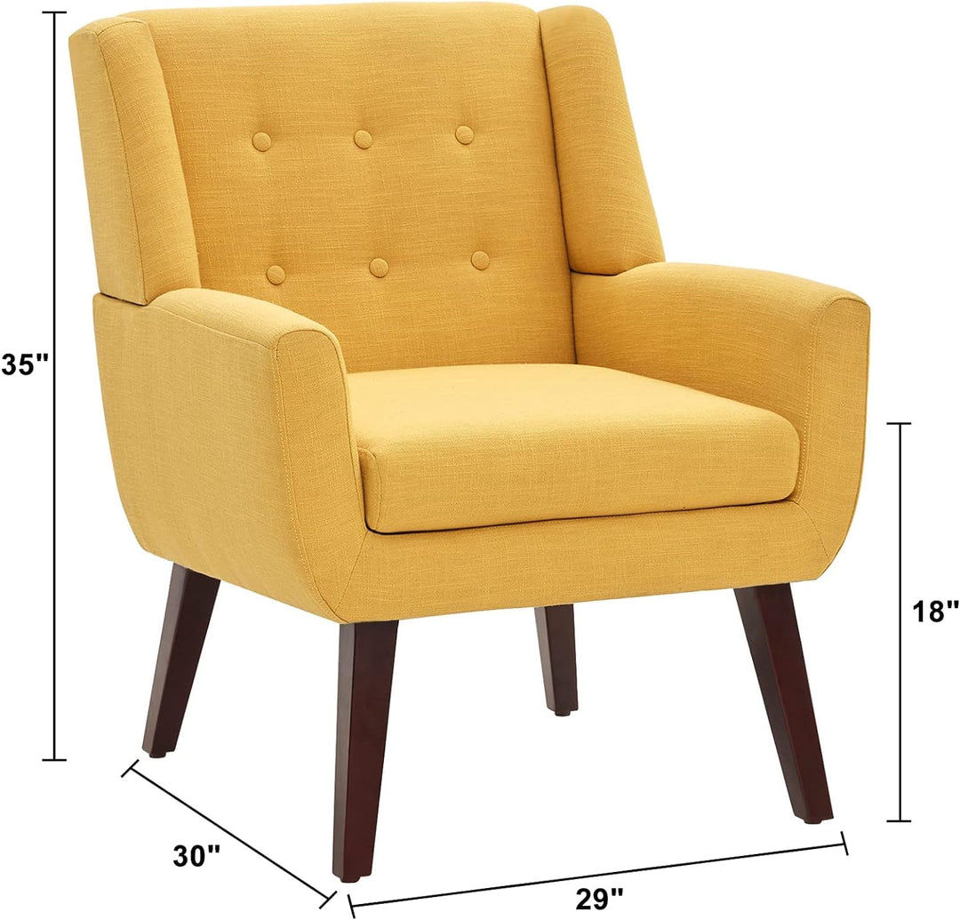 Accent Chair, Button Tufted Upholstered Sofa (Yellow)