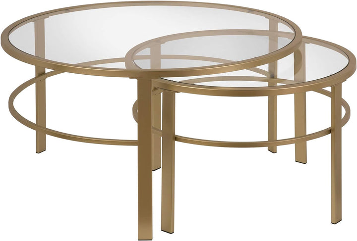 Henn&Hart Round Nested Coffee Table, Brass