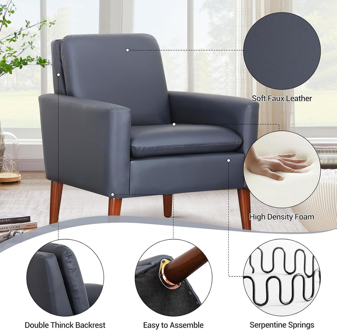 Faux Leather Accent Chair Upholstered Living Room