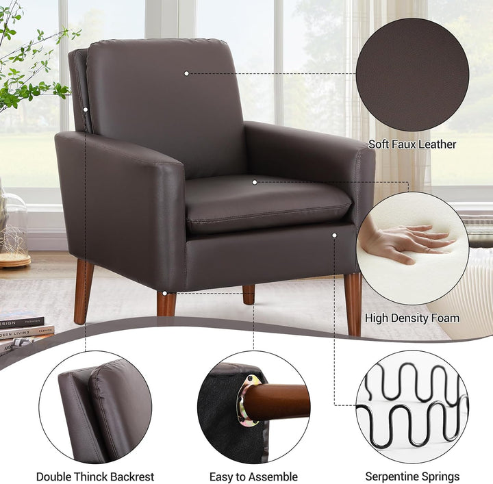 Faux Leather Accent Chair Upholstered Living Room