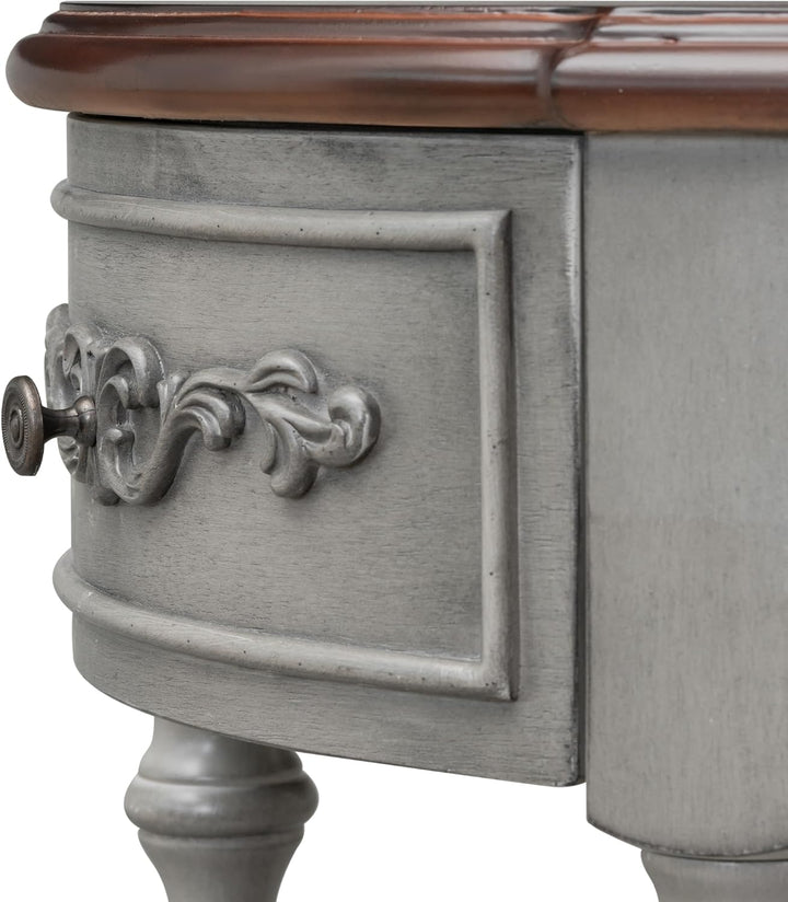 Retro Half Moon Entryway Table, Antique Gray