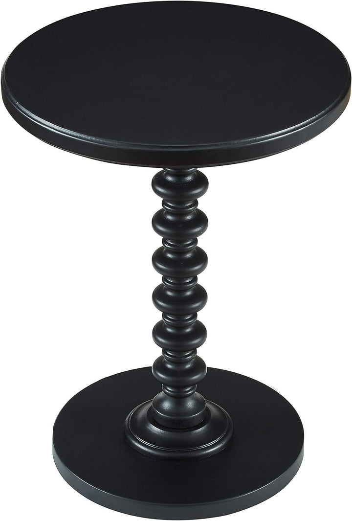 Furniture Round Spindle Table, Black 17x22.25x17