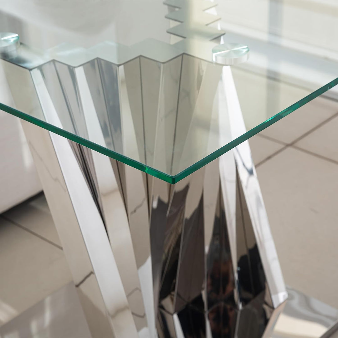 Modern Glass and Stainless Steel End Table, Gold22