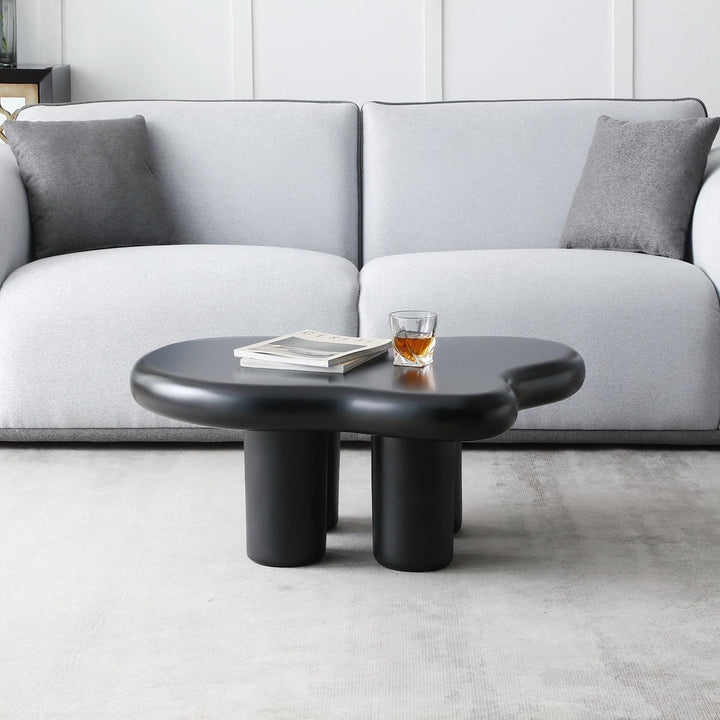 Modern Black Coffee Table, Fiberglass Cloud-Shape, 35.4''-black