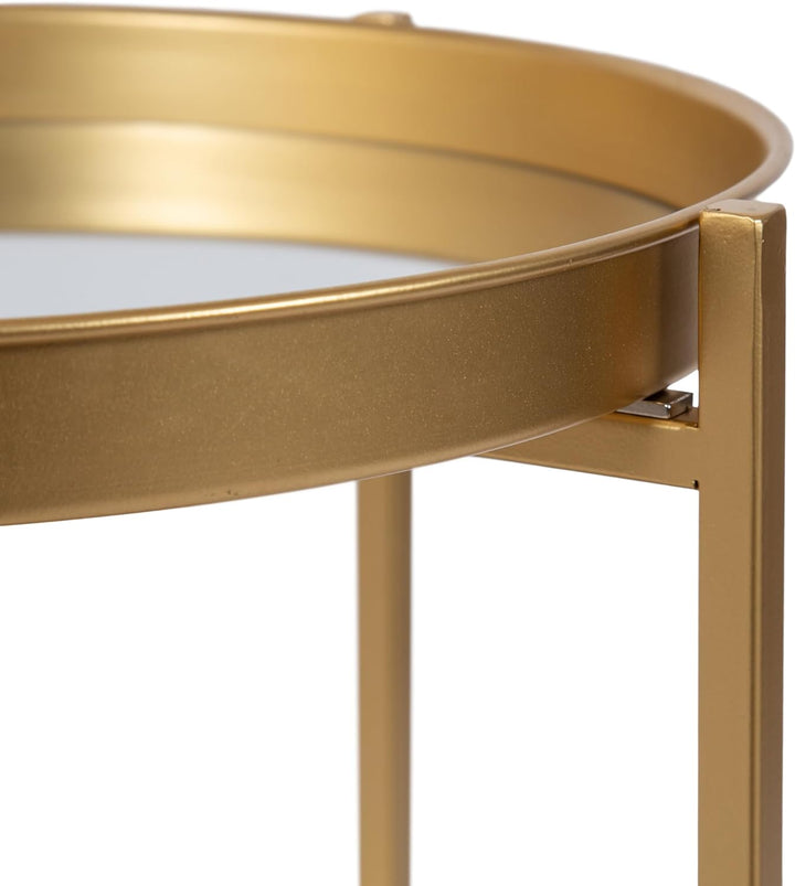 Celia Round Accent Tray Table, Gold