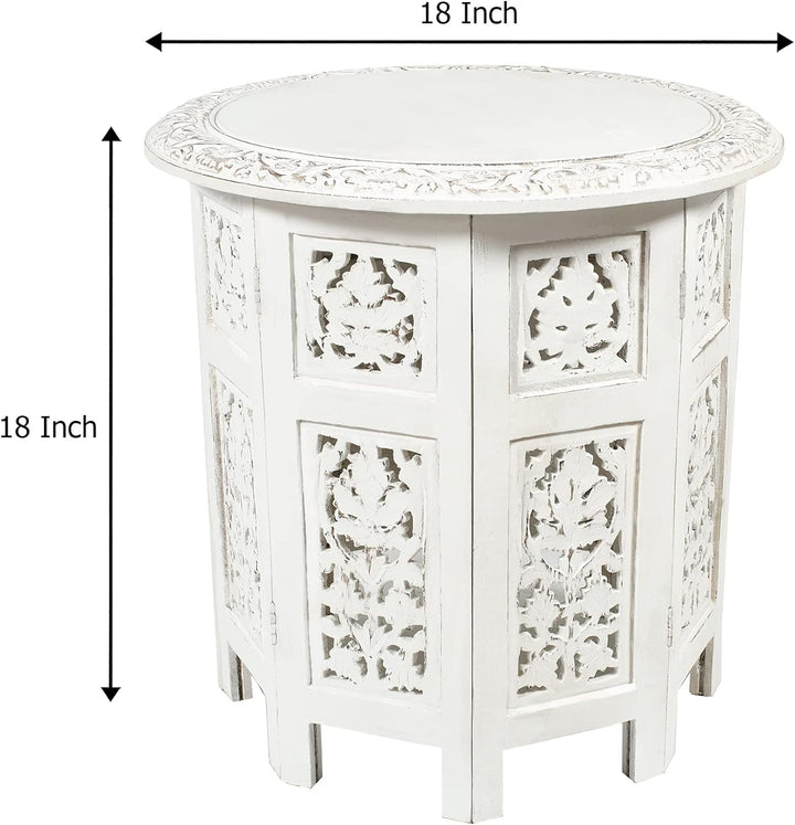 Solid Wood Accent End Table Antique White