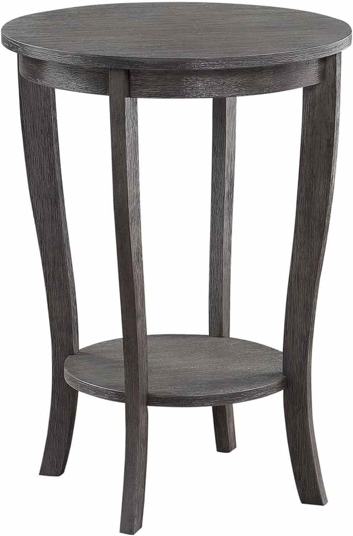 American Heritage Round End Table, Dark Gray Wirebrush