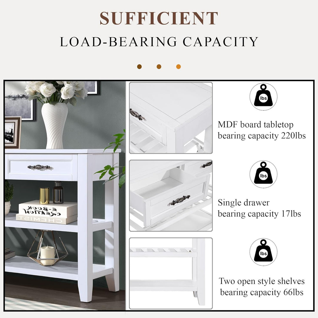 Solid Wood Console Table Sofa Tables w/ Drawers Shelves