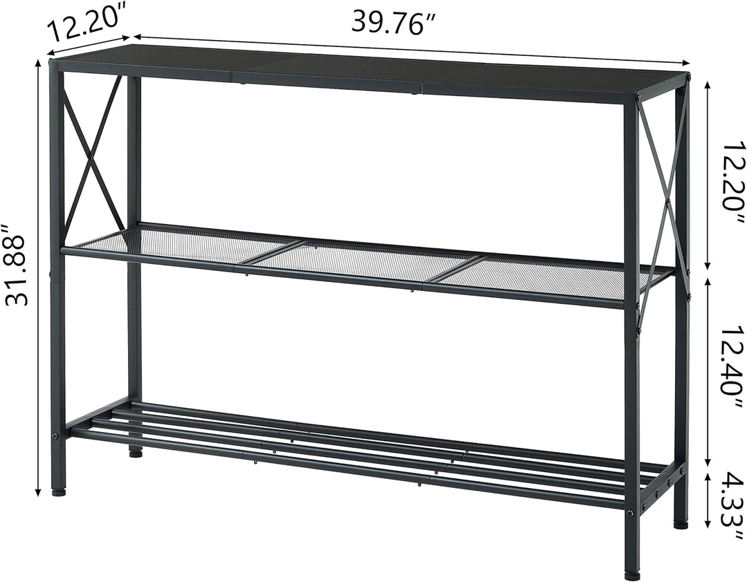 3 Tier Entryway Narrow Sofa Table, Black