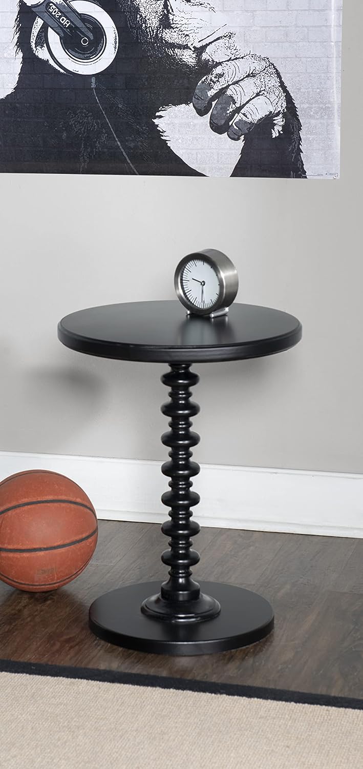 Furniture Round Spindle Table, Black 17x22.25x17