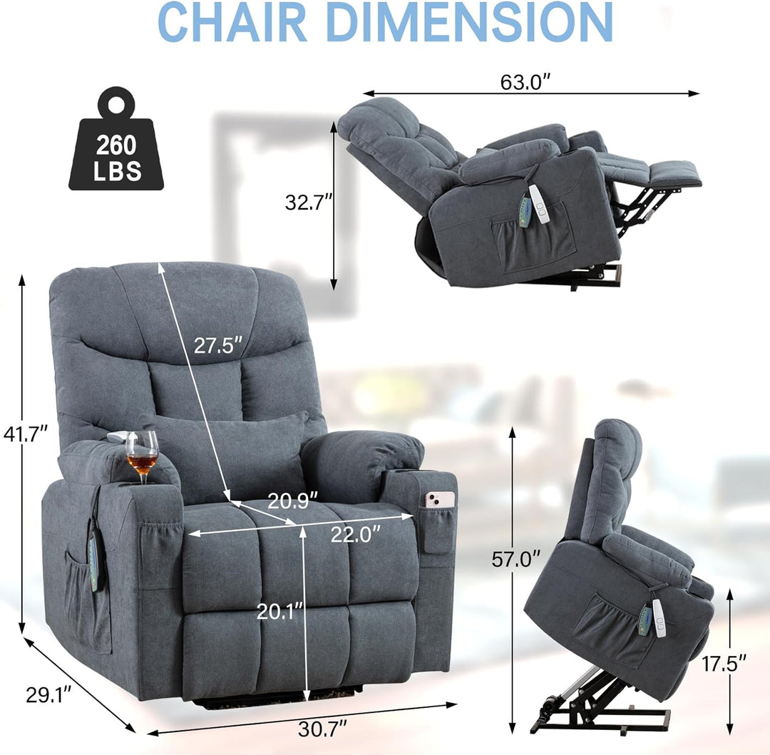 Power Lift Recliner Chair Massage Heat Elderly