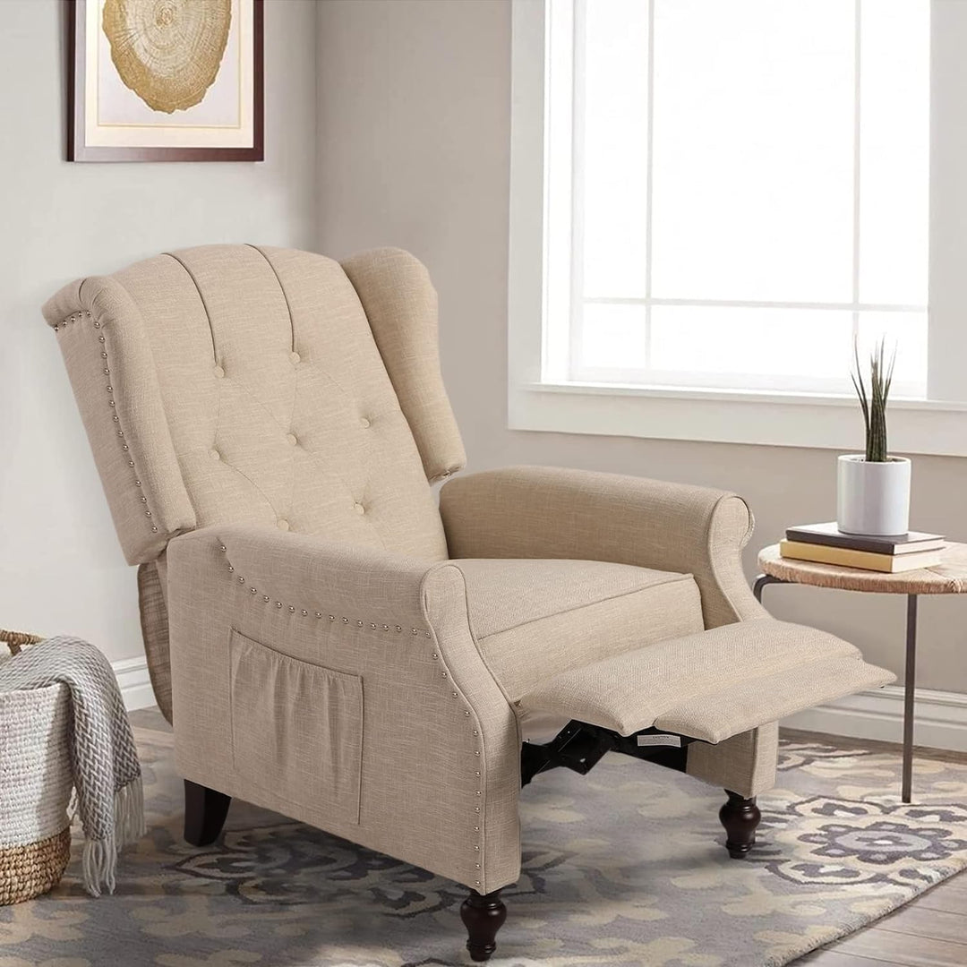 Wingback Recliner Chair, Heat & Massage, Beige