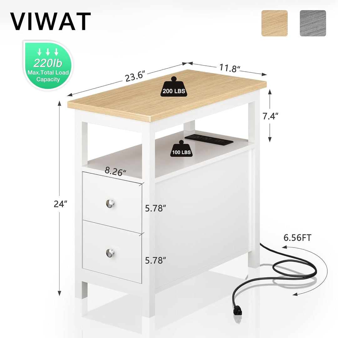 2 End Table with Charging Station, Side Tables