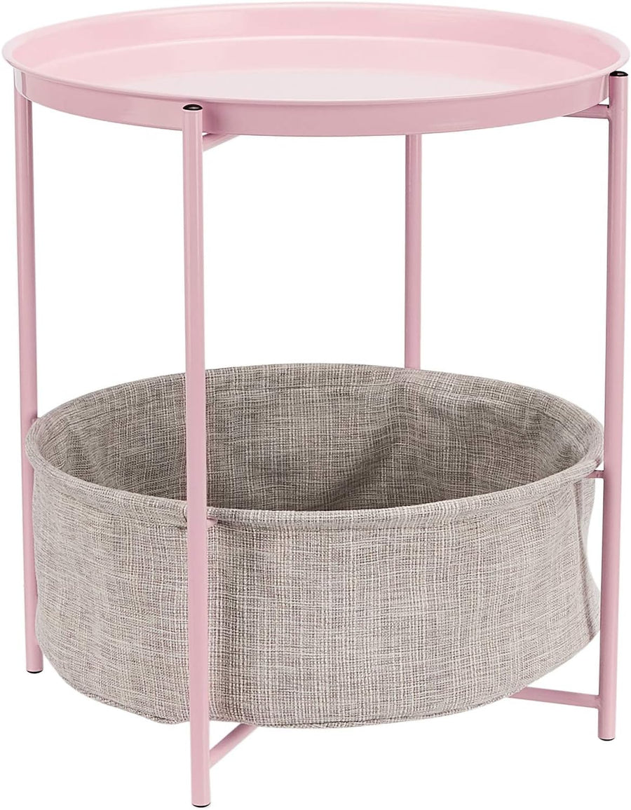 Basics Round Storage End Table, Dusty Pink, 17.7"D x 17.7"W