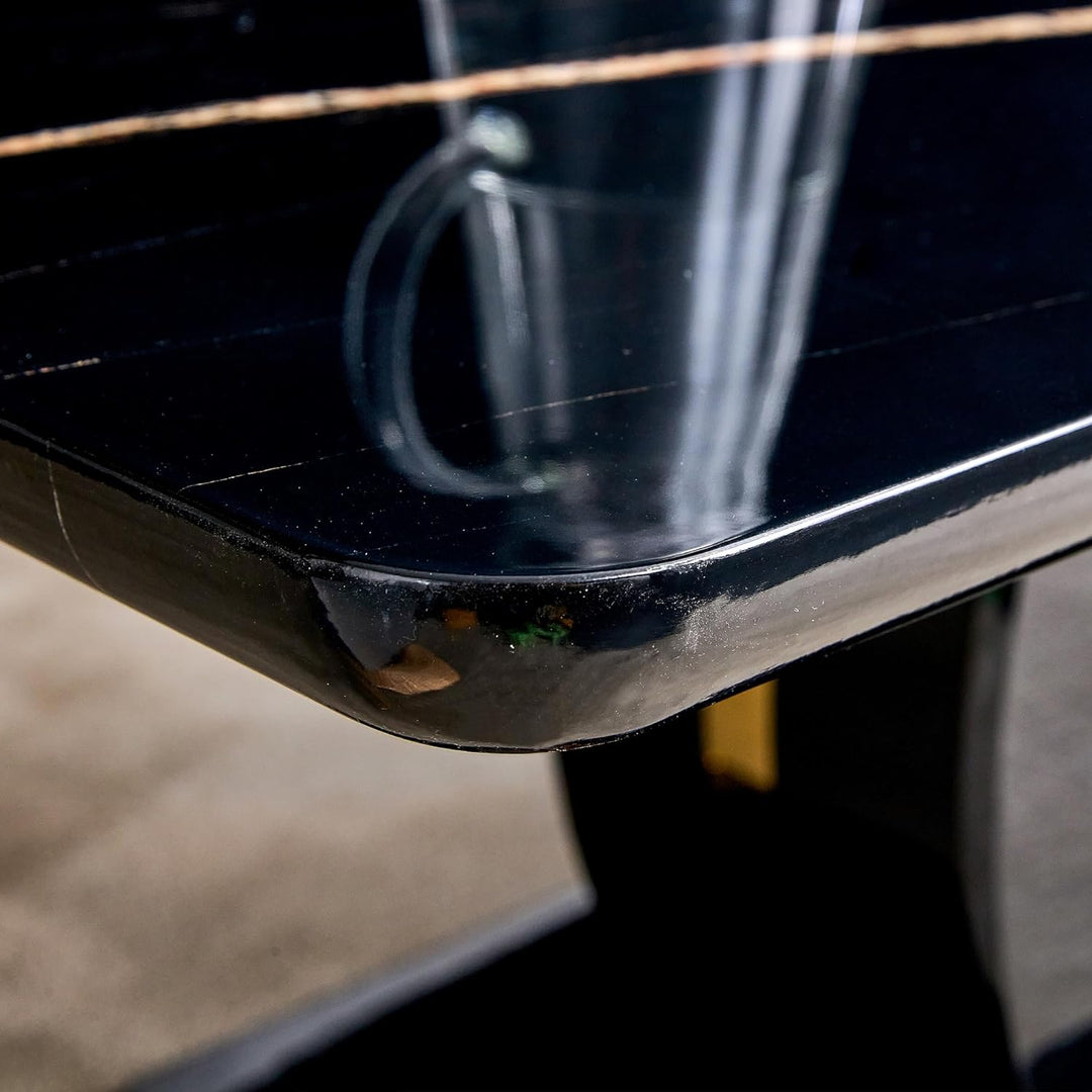 Marble Coffee Table, Modern Faux Marble Top, Rectangular Accent Table, Black