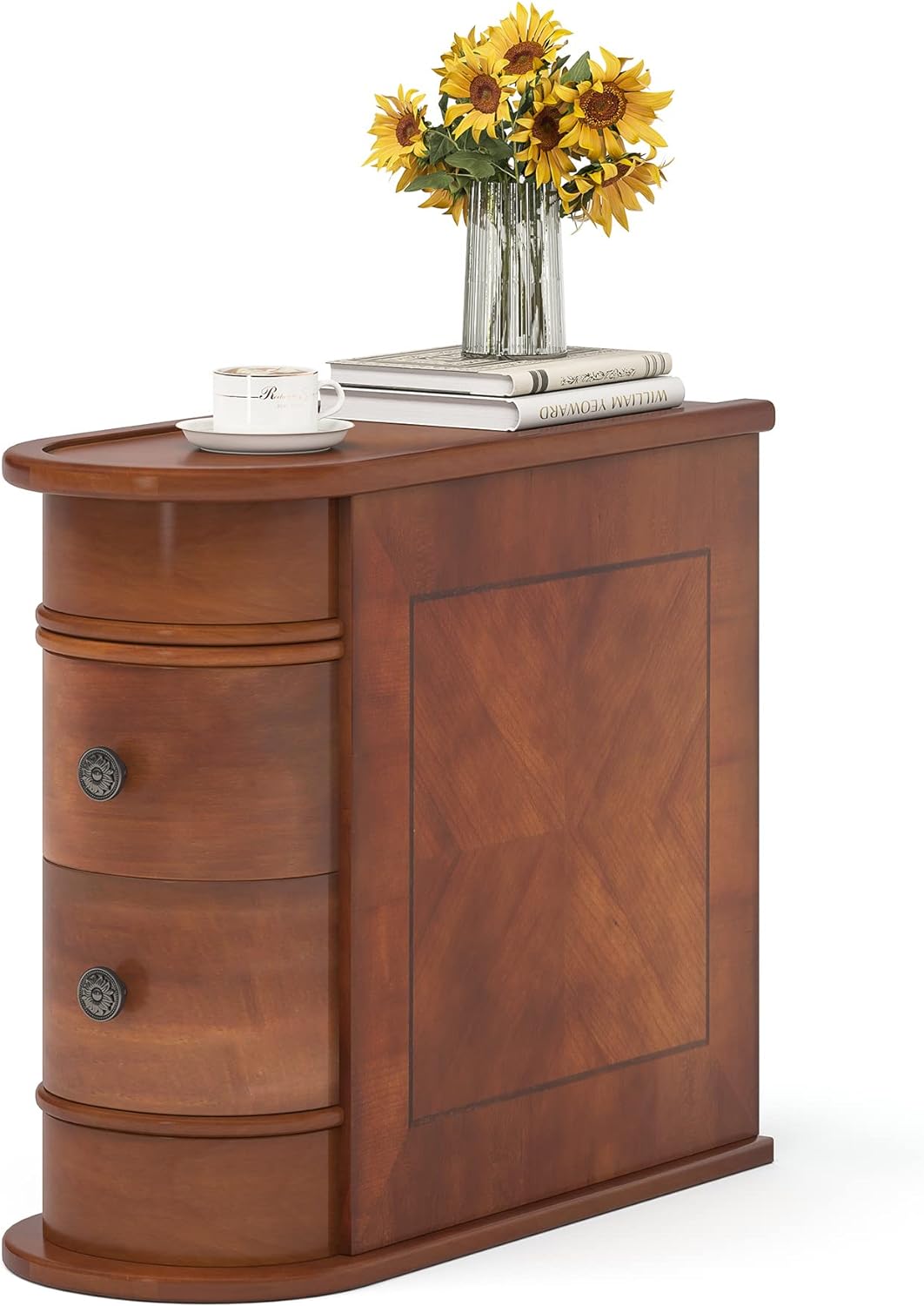 End Table, Sofa Side Table with Storage Brown