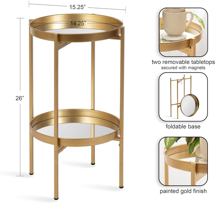 Celia Round Accent Tray Table, Gold