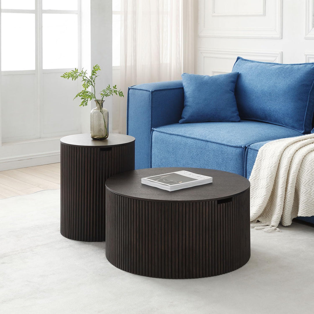 50 Best Coffee Tables for Small Spaces, Wood Drum Side Table