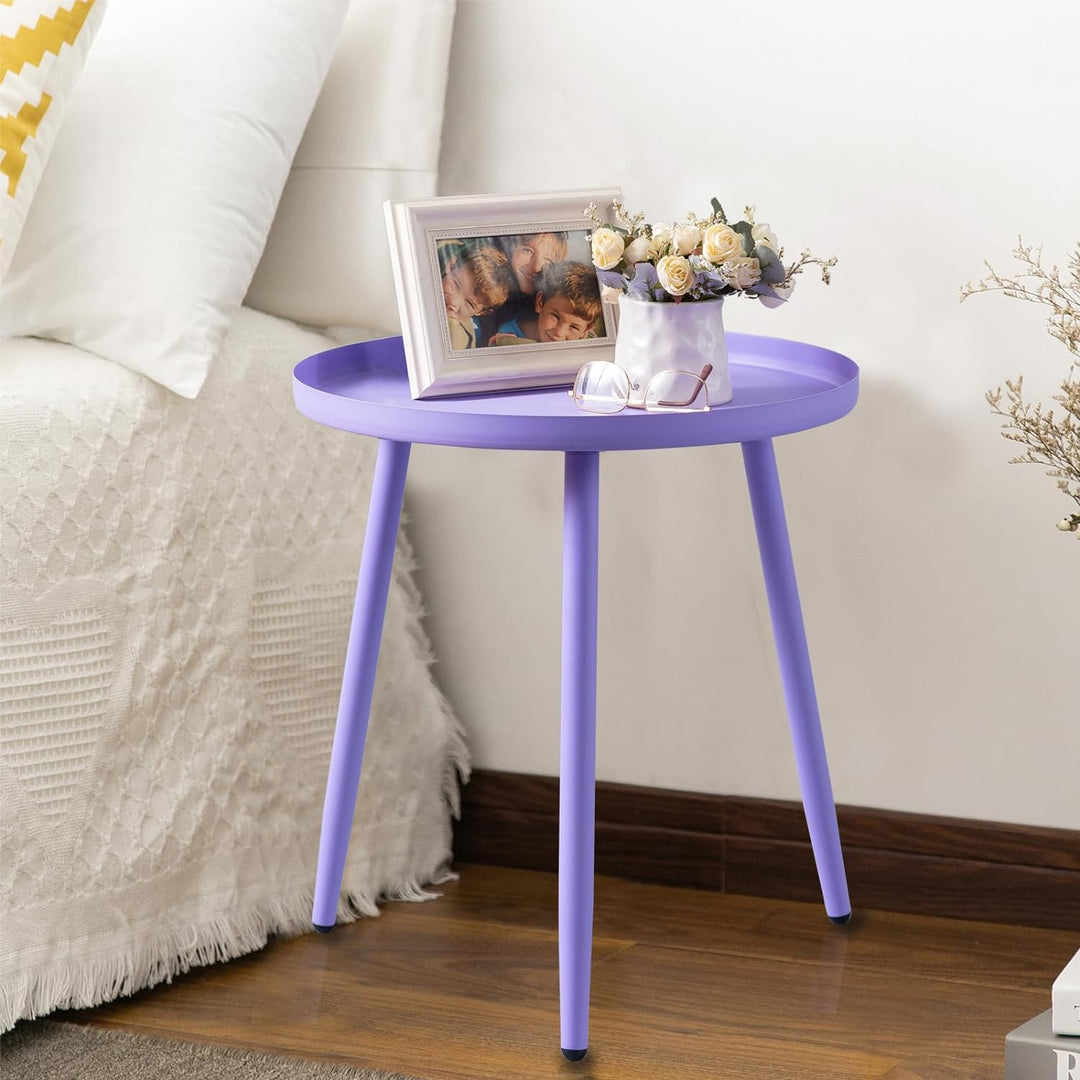 Outdoor Side Table:3 Legged Purple End Table