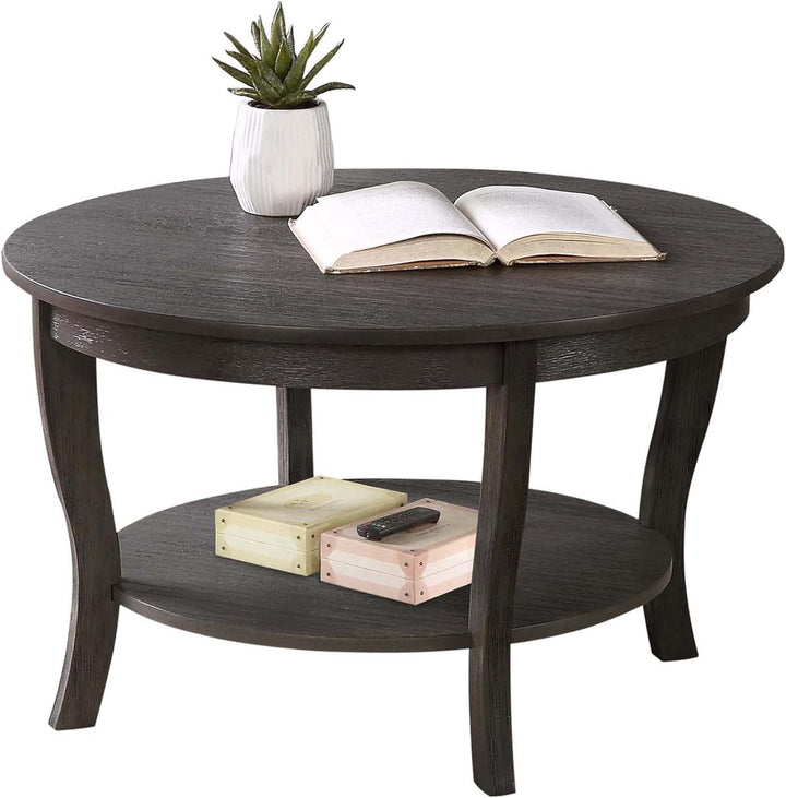 Convenience Concepts American Heritage Round Coffee Table, Dark Gray