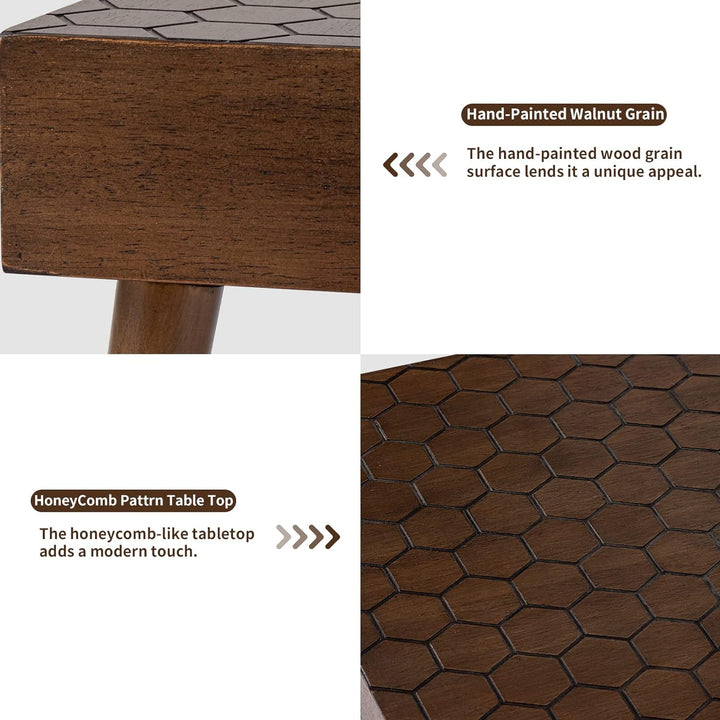 Rustic Farmhouse Square Coffee Table, Honeycomb Pattern MDF Board