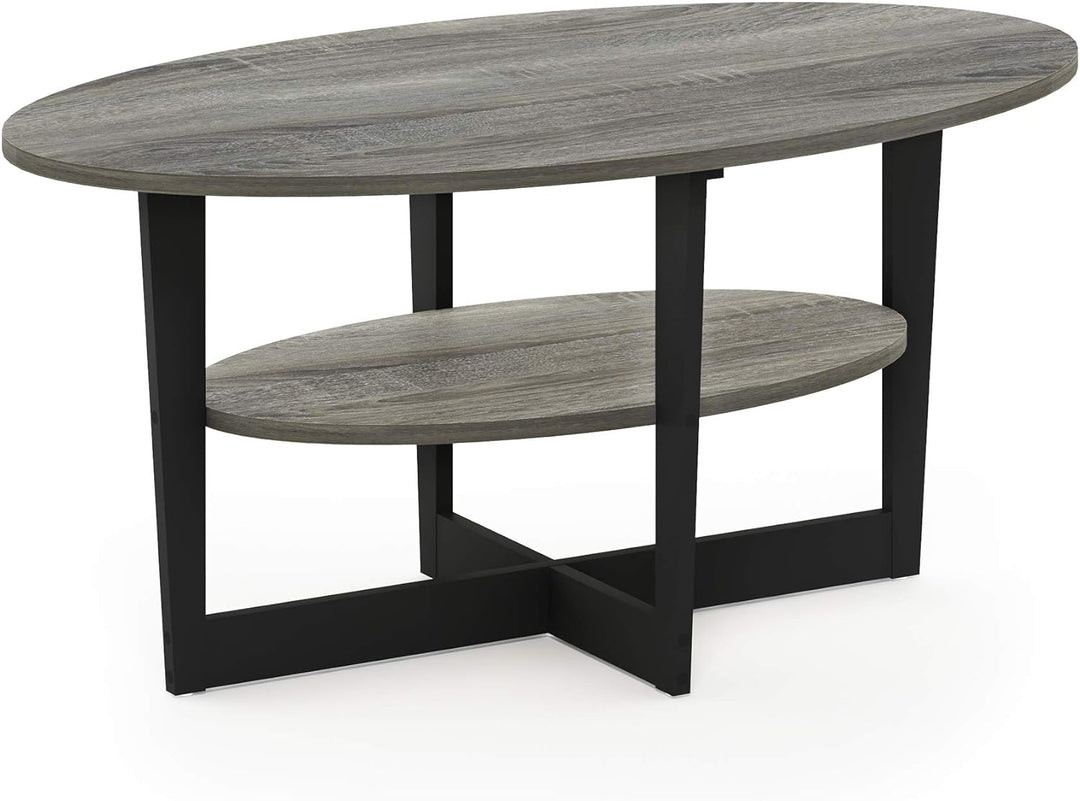 Furinno Coffee Table, French Oak Grey/Black