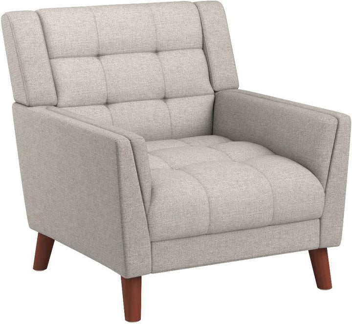 Evelyn Mid Century Modern Arm Chair, Beige