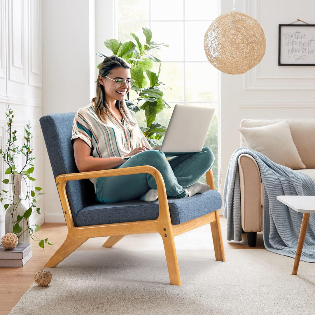 Mid-Century Modern Accent Chair,Linen Fabric