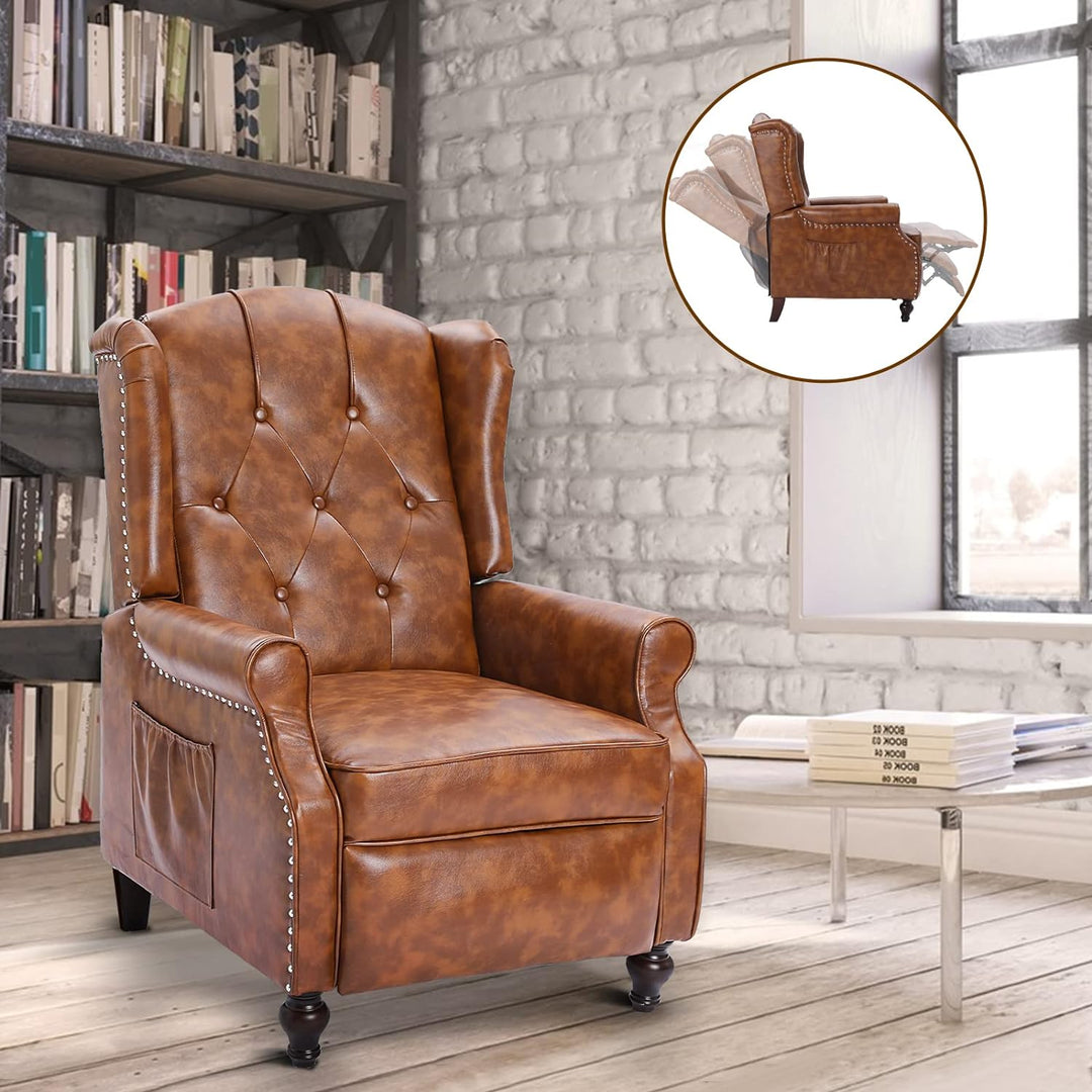 Wingback Recliner Chair, Heat Massage PU Leather Sofa