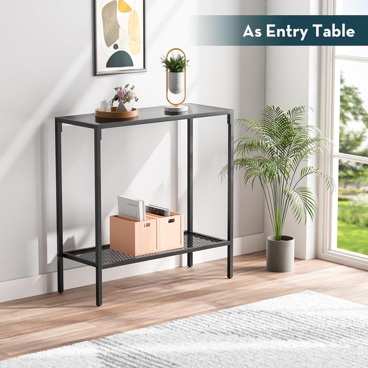 Black Console Table Glass Small Entryway Table