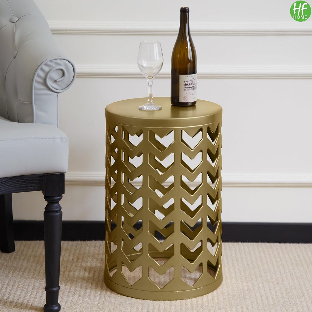 Decorative Nesting Side Table Set, Glossy Golden