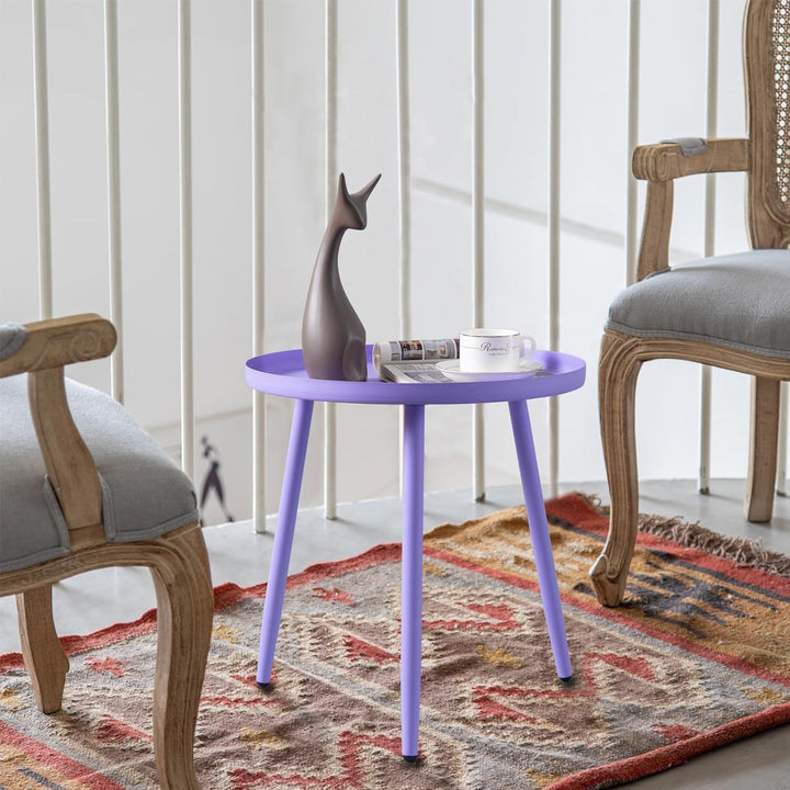 Outdoor Side Table:3 Legged Purple End Table