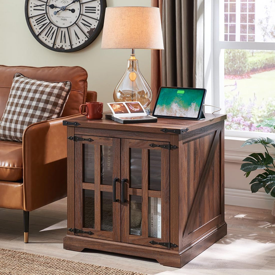 Farmhouse End Table w/ Charging Station, 24