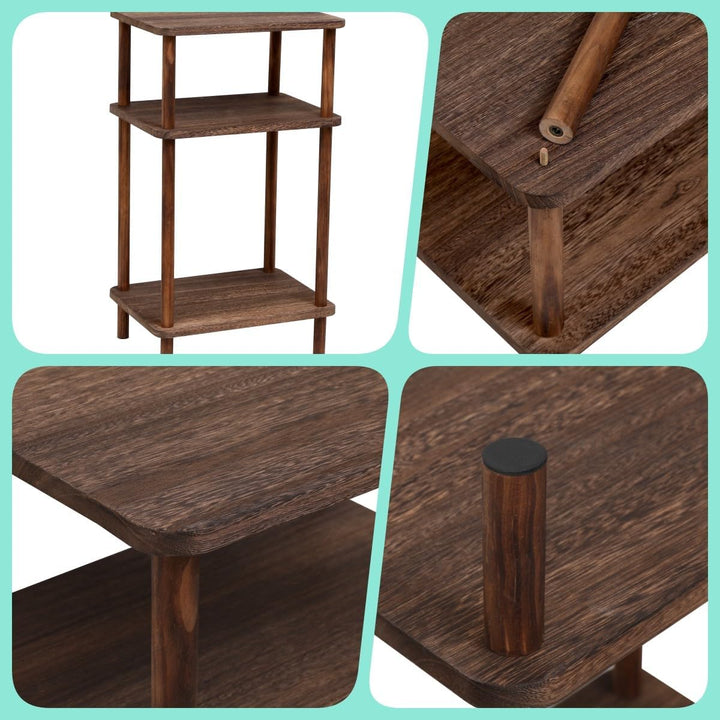 2 Pack Solid Wood End Tables, 3-Tier Side Tables