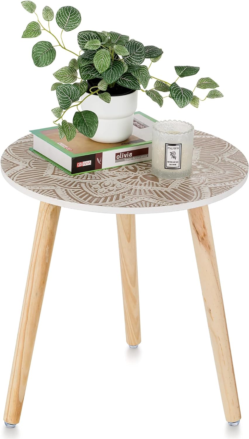 Side Table Small Round: Boho End Tables Set of 2