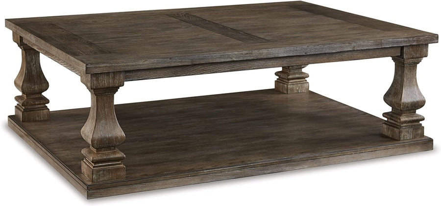 Farmhouse Coffee Table with Weathered Gray Finish, Gray