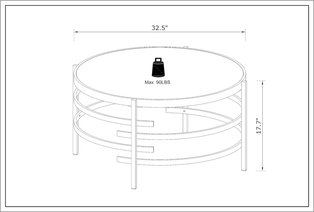 Modern Circle Coffee Table, Sintered Stone Round, Black