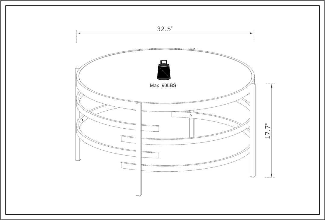 Modern Circle Coffee Table, Sintered Stone Round, Black