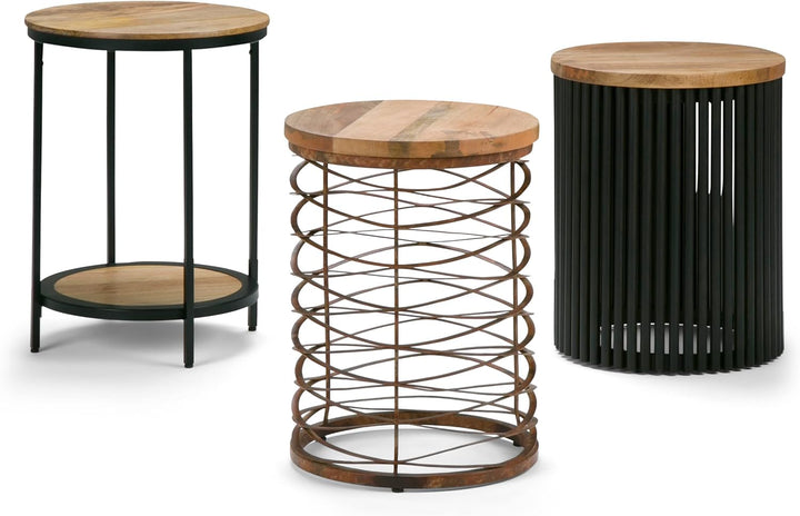 Demy Industrial 18" Metal Wood Accent Table