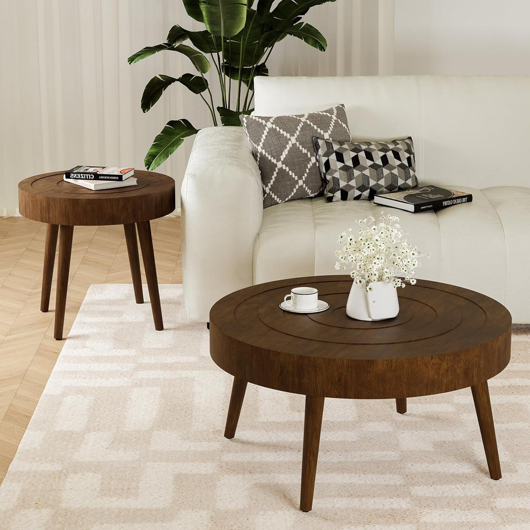 Nesting Coffee Tables with Wood Grain Finish, Modern Accent Coffee Table