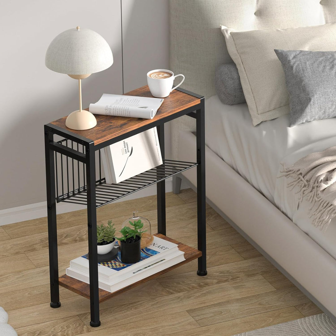 Small Side Table Set of 2, 3-Tier Narrow