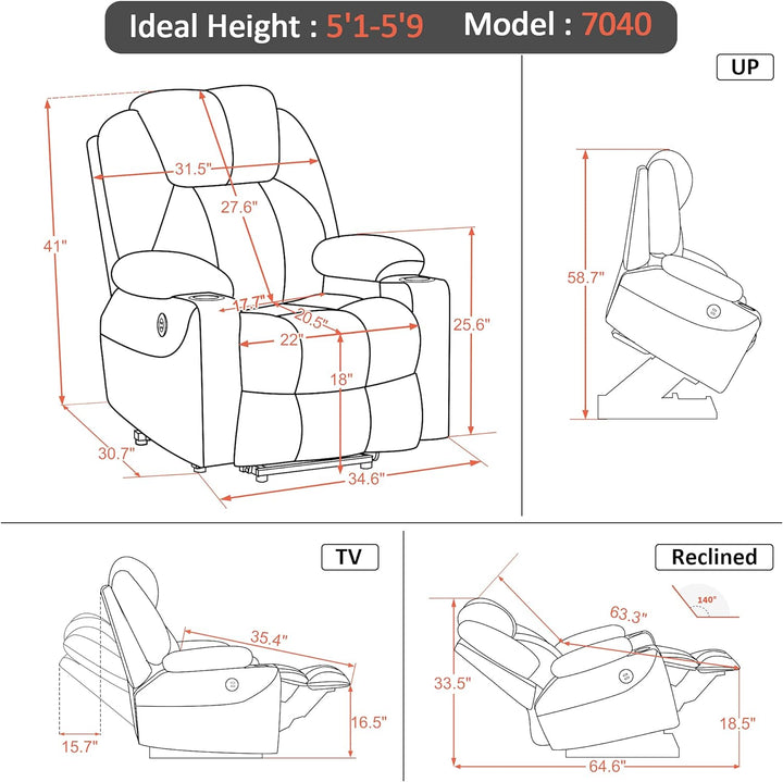 Electric Power Lift Recliner Chair Sofa Massage Heat