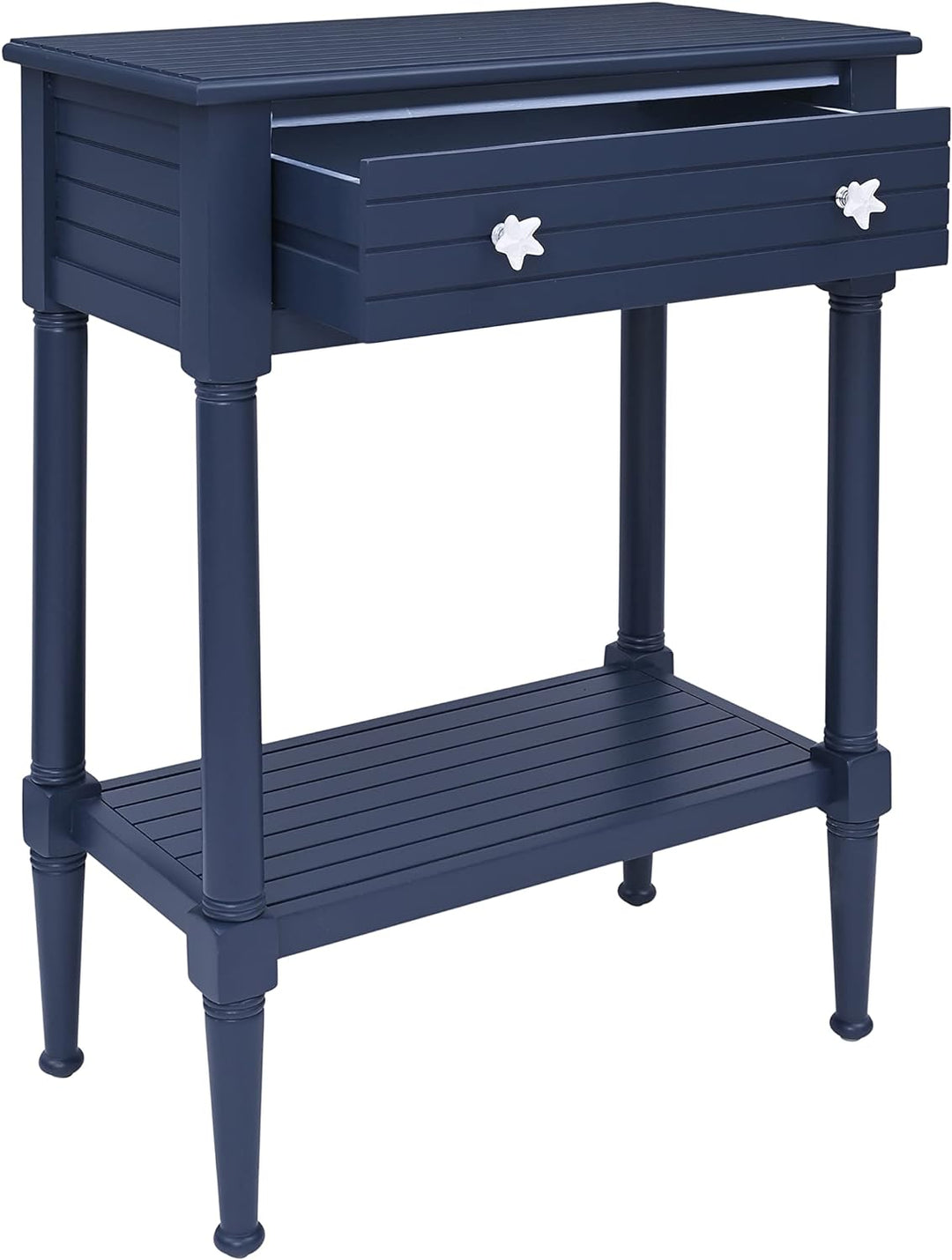 Raleigh Navy Accent Table with Storage and Pulls