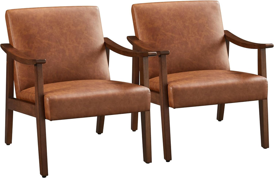 PU Leather Accent Chair, Mid-Century Modern