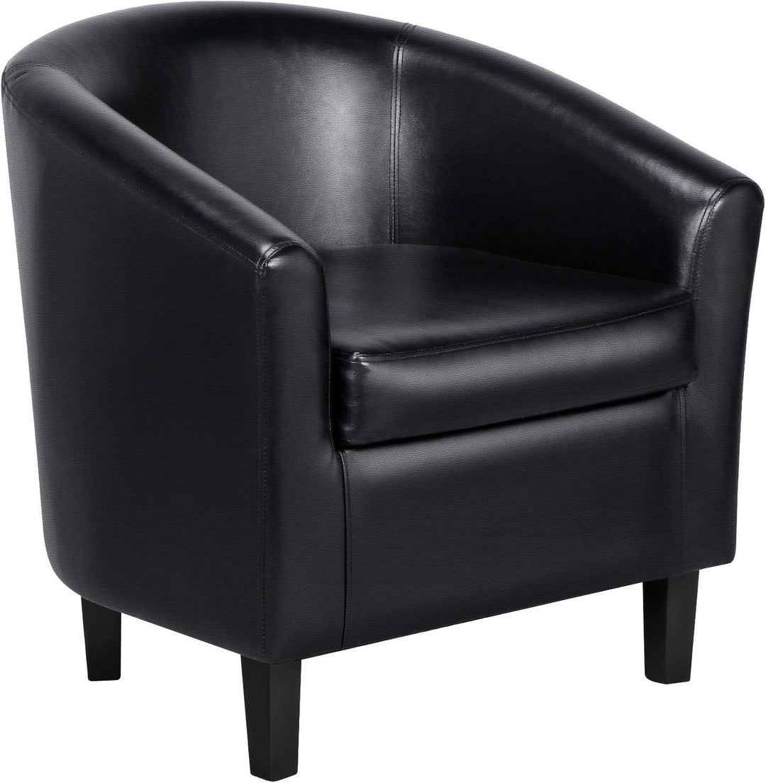 Faux Leather Accent Chair, Sturdy Legs, Black