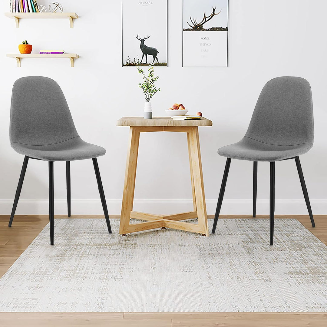 Giantex Modern Dining Chairs, Set of 2, Upholstered Linen, Gray