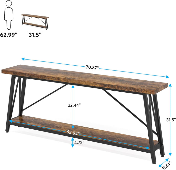 70.9" Industrial Entryway Console Table for Living Room