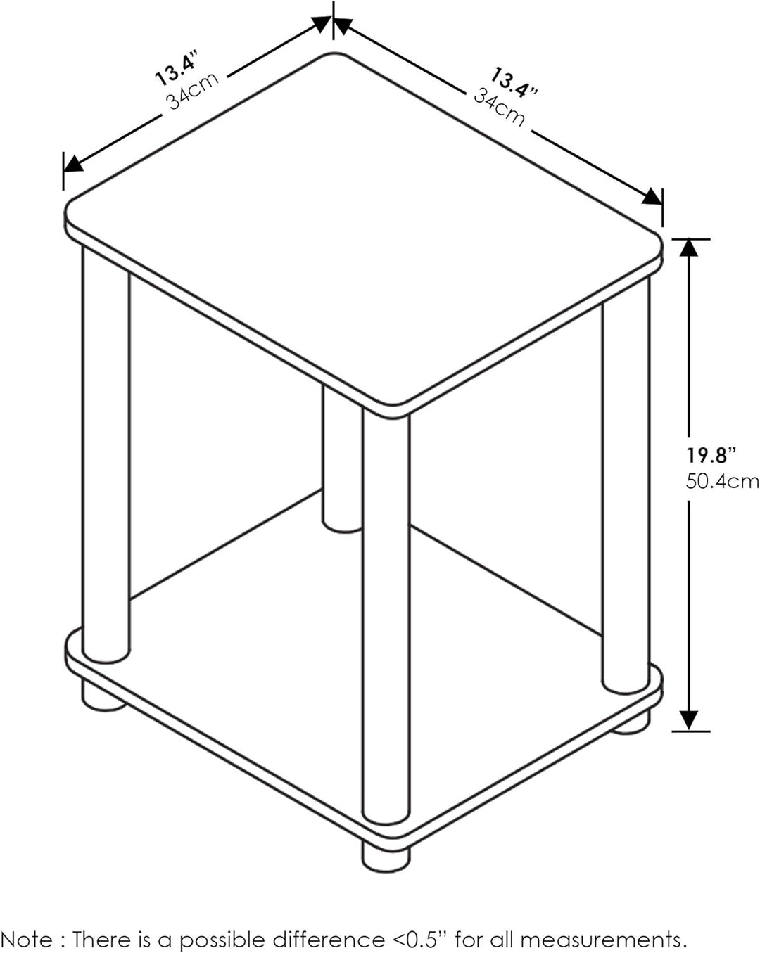 Turn-N-Tube Haydn End Table, Amber Pine/Black