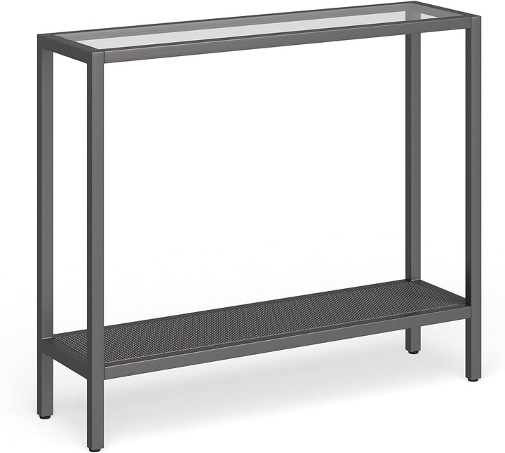 Rectangular Console Table in Aged Steel, Entryway Accent Table