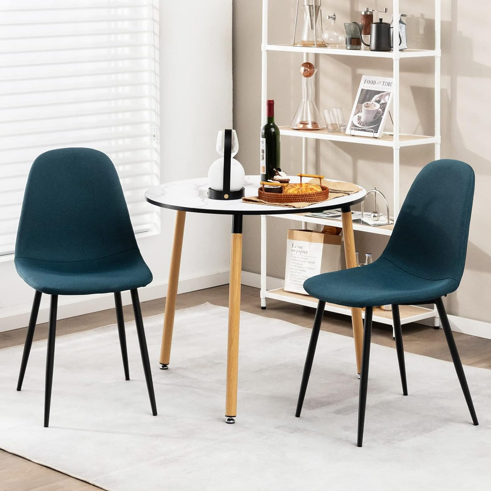 Giantex Modern Dining Chairs, Set of 2, Upholstered Linen, Blue